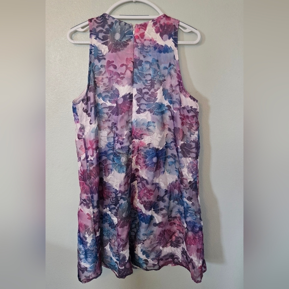 Badgley Mischka Belle | Floral A-Line Sleveless Shift Dress Size 12 - Picture 4 of 11